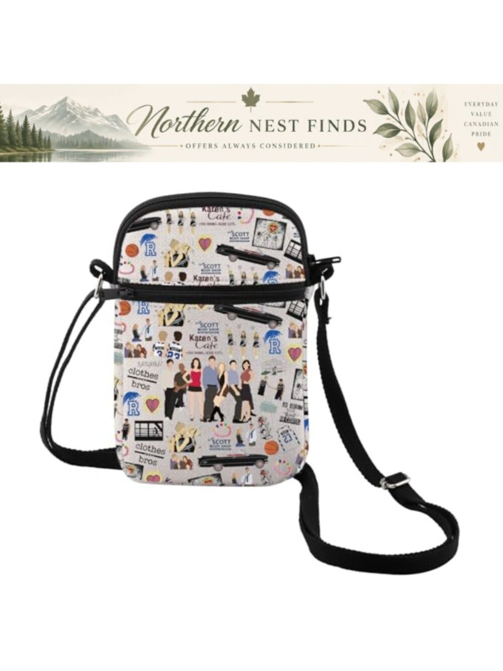 MEIKIUP Basketball Inspired Crossbody Bag Canvas TV Show Shoulder Bag Mini
